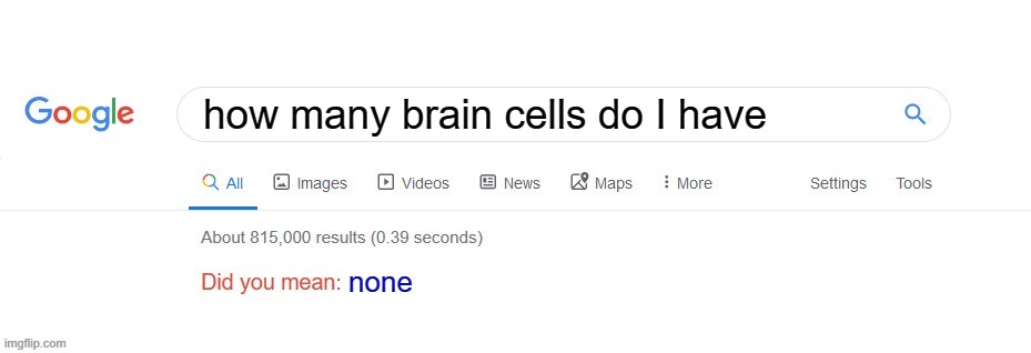 Did you mean? | how many brain cells do I have; none | image tagged in did you mean | made w/ Imgflip meme maker