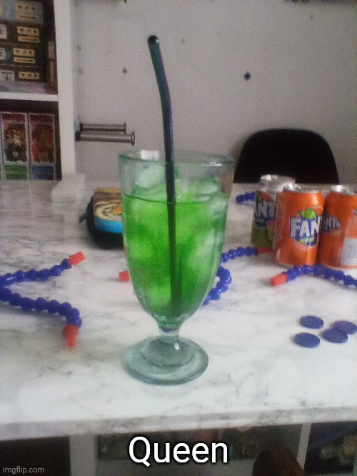 So it turns out that the green kool-aide looks like queen's battery acid | Queen | image tagged in deltarune,queen,photography,drink,liquid | made w/ Imgflip meme maker