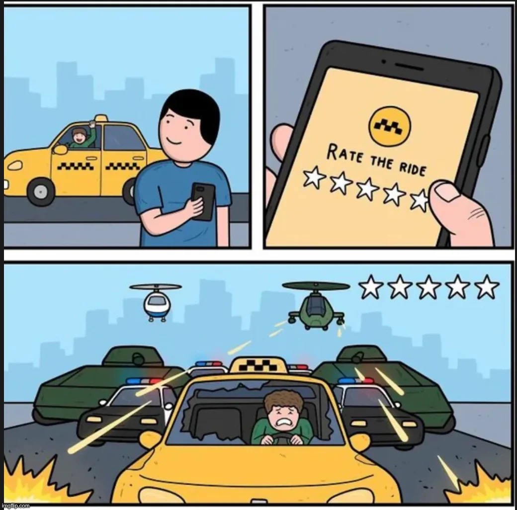 they had us in the first half ngl | image tagged in comics/cartoons,gta,5 stars,taxi,rating | made w/ Imgflip meme maker