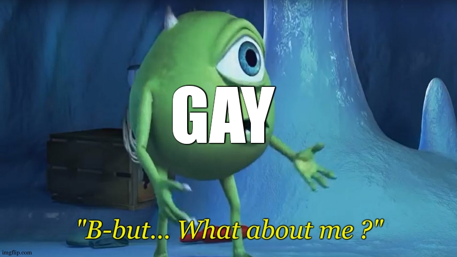 What About me Monsters Inc. | GAY "B-but... What about me ?" | image tagged in what about me monsters inc | made w/ Imgflip meme maker