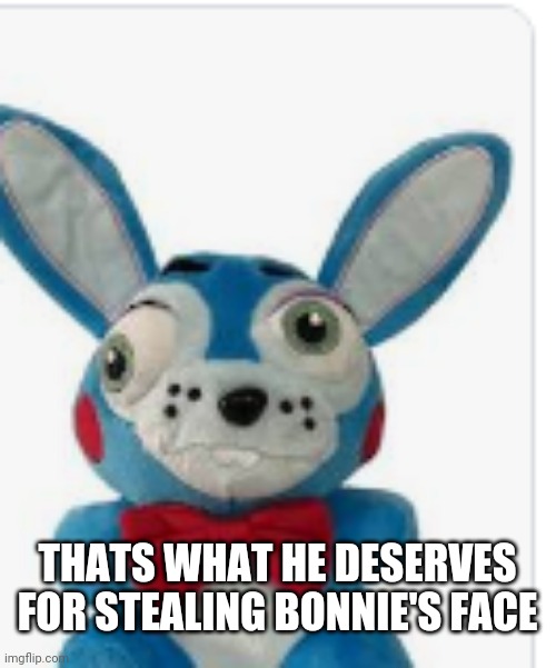 Daily fnaf meme | THATS WHAT HE DESERVES FOR STEALING BONNIE'S FACE | image tagged in tag | made w/ Imgflip meme maker