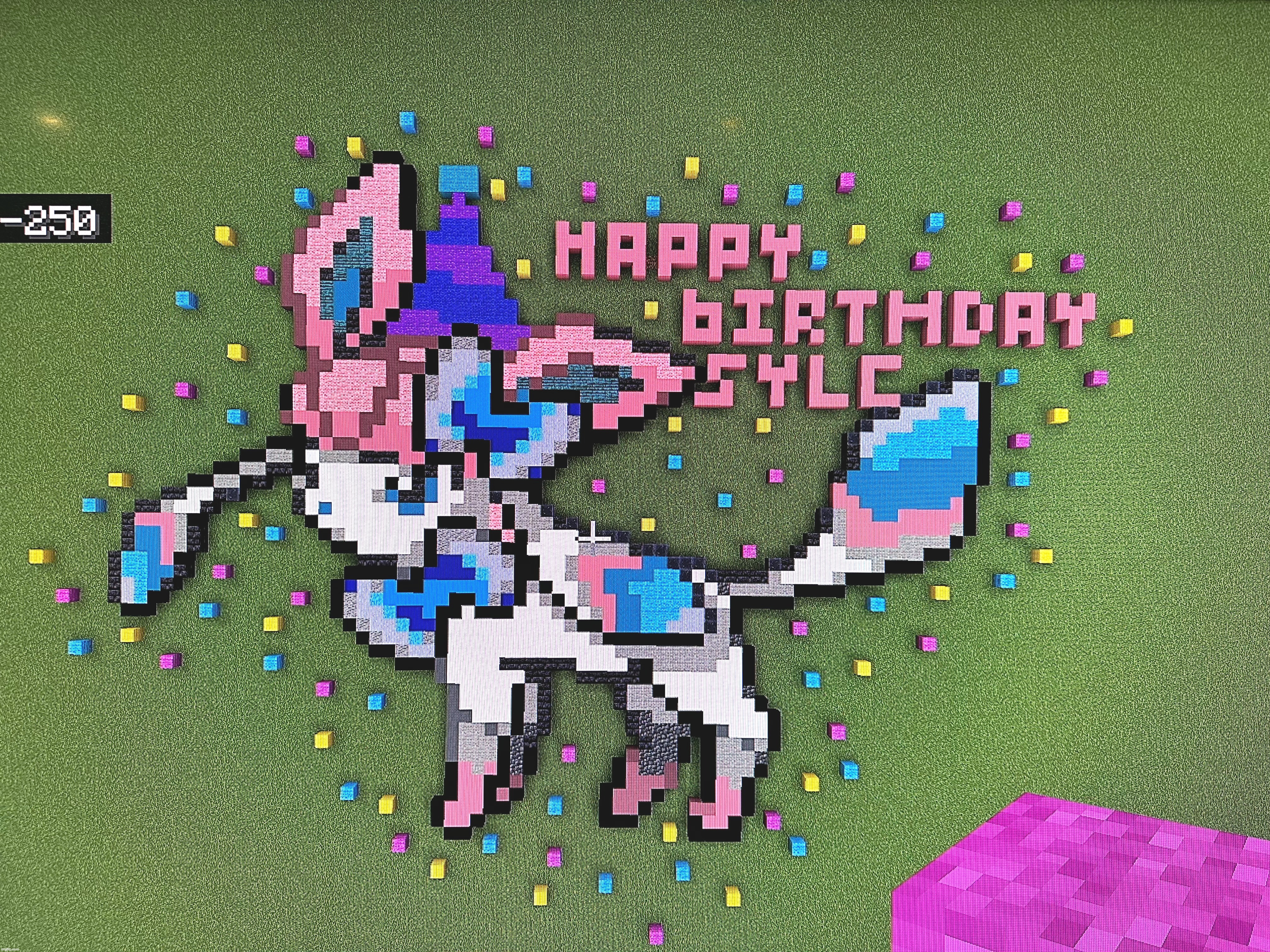 updated the sylceon pixel art for her birthday yesterday | image tagged in minecraft,pixel,art | made w/ Imgflip meme maker