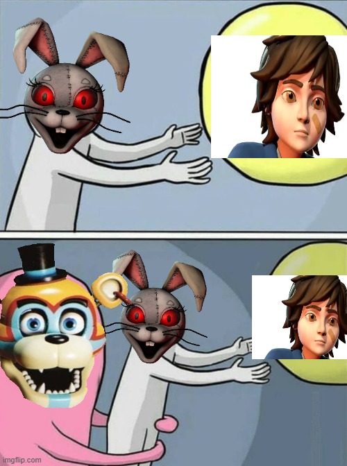 imagine the new characters in the DLC | image tagged in big yellow ball and,five nights at freddys,fnaf,scott cawthon | made w/ Imgflip meme maker