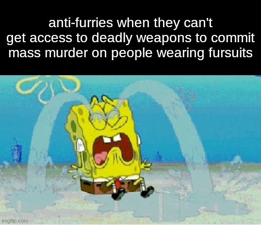 anti-furries when they can't get access to deadly weapons to commit mass murder on people wearing fursuits | made w/ Imgflip meme maker