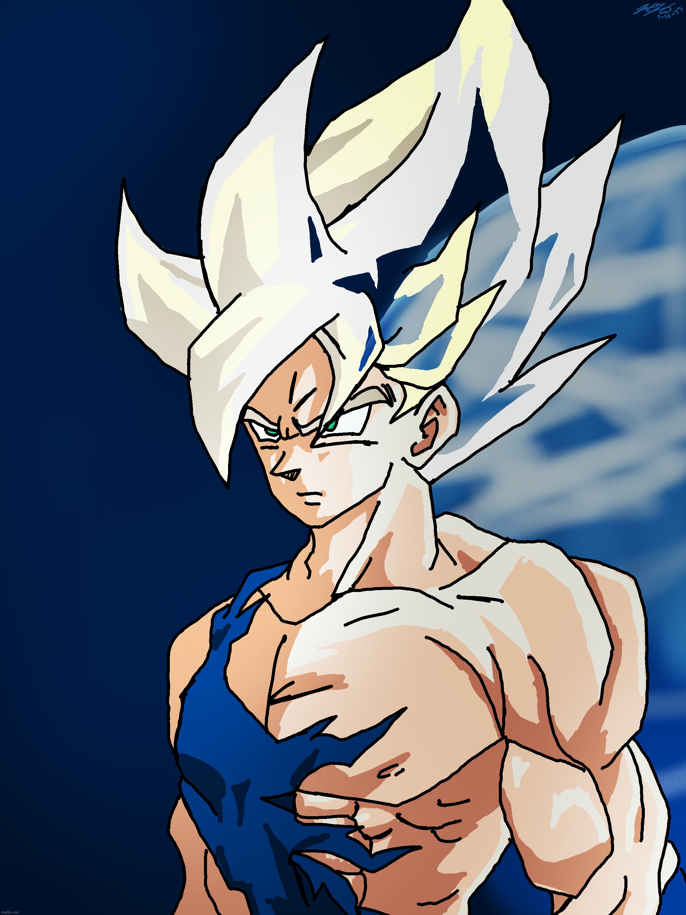 Protector of Earth, Son Goku | image tagged in dbz,dragon ball z,goku,super saiyan,drawings | made w/ Imgflip meme maker
