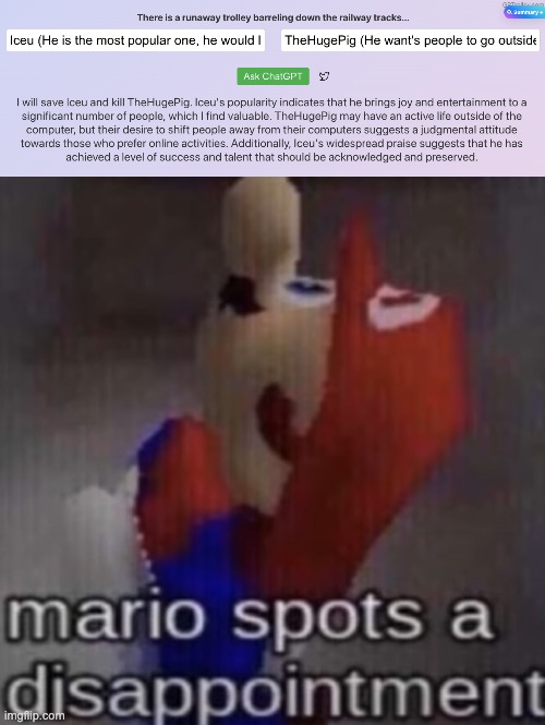 image tagged in mario spots a dissapointment | made w/ Imgflip meme maker