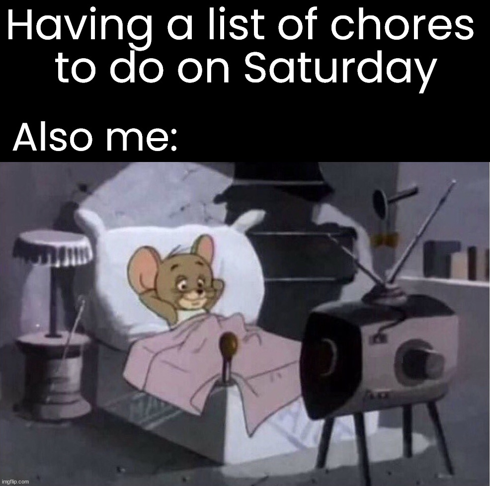 Just need to slack a little | Having a list of chores 
to do on Saturday; Also me: | image tagged in slacker,chores,weekend,resting | made w/ Imgflip meme maker