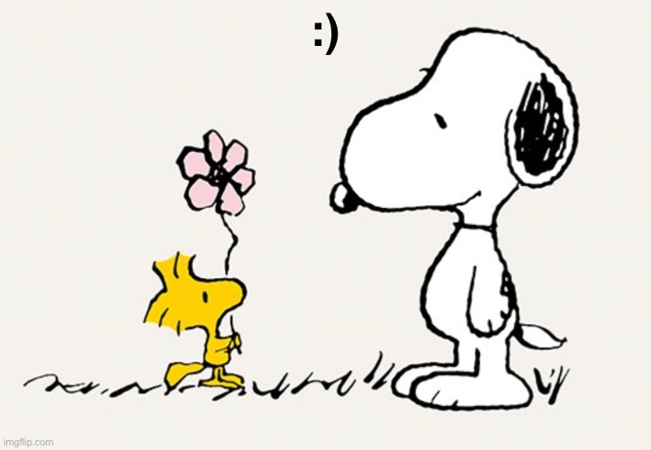 :) | image tagged in snoopy,woodstock,cute | made w/ Imgflip meme maker