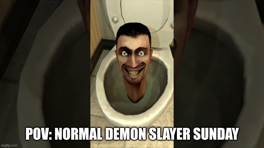 POV: normal demon slayer sunday (skibidi) | POV: NORMAL DEMON SLAYER SUNDAY | image tagged in demon slayer,pov,skibidi toilet,demon slayer sunday | made w/ Imgflip meme maker