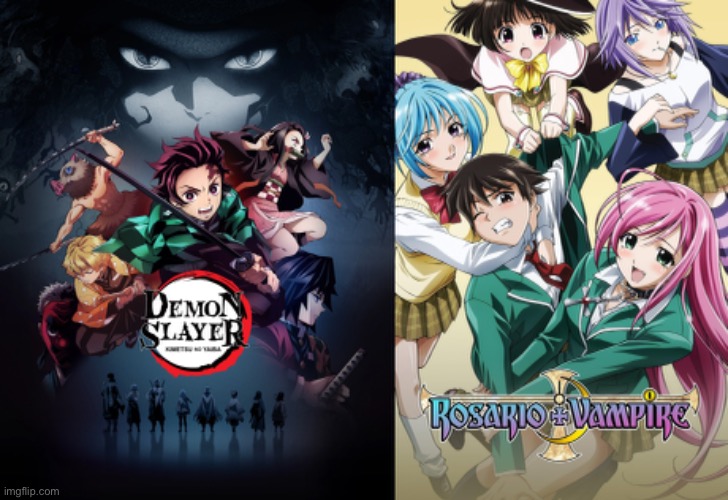If Demon Slayer and Rosario + Vampire have a crossover | image tagged in anime | made w/ Imgflip meme maker