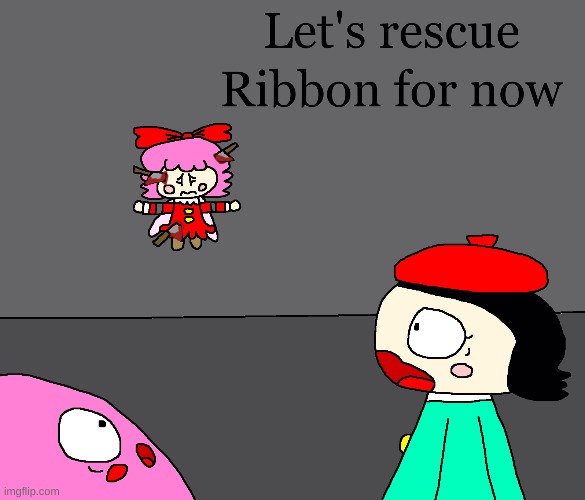 Rescue Ribbon from getting killed | image tagged in kirby,gore,blood,funny,parody,fanart | made w/ Imgflip meme maker