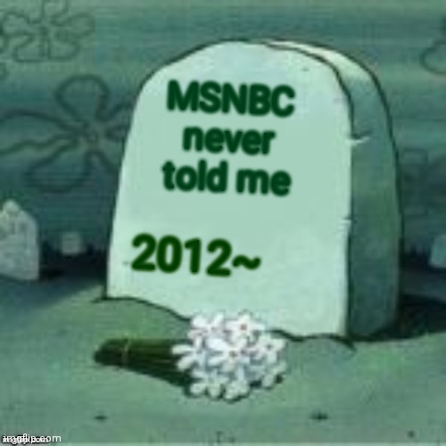 Here Lies X | MSNBC never told me 2012~ | image tagged in here lies x | made w/ Imgflip meme maker