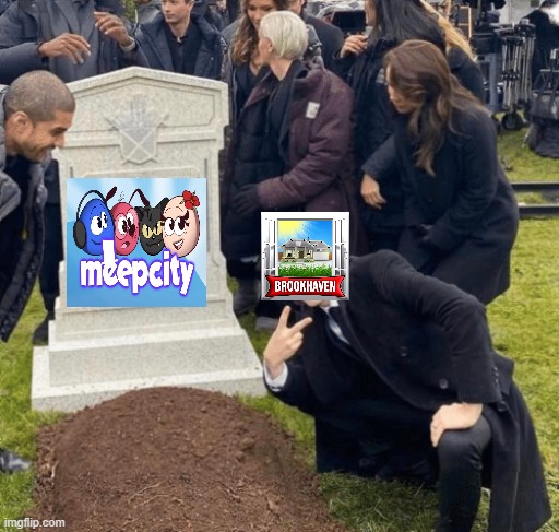 rip meepcity | image tagged in grant gustin over grave | made w/ Imgflip meme maker