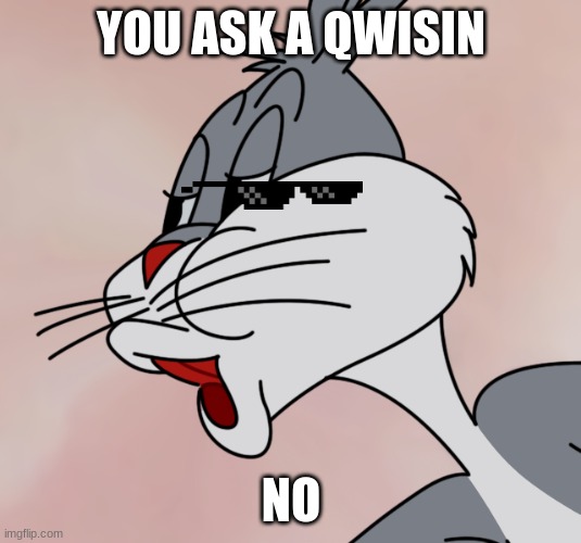 YOU ASK A QWISIN NO | image tagged in bugs bunny no | made w/ Imgflip meme maker