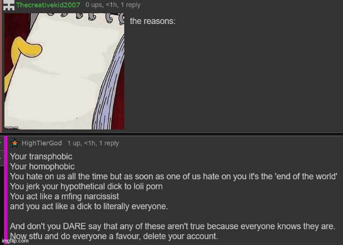 guess what tck's reply was. "cope" | made w/ Imgflip meme maker