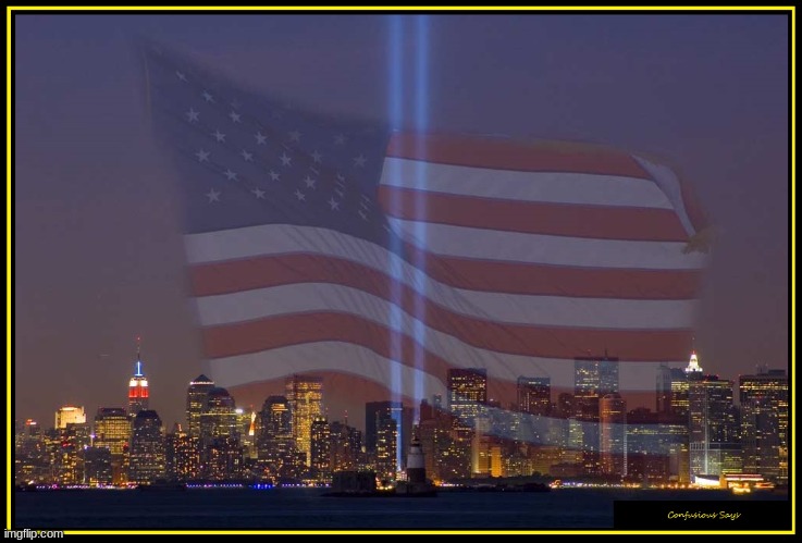 never forget. | image tagged in 9/11 memorial | made w/ Imgflip meme maker