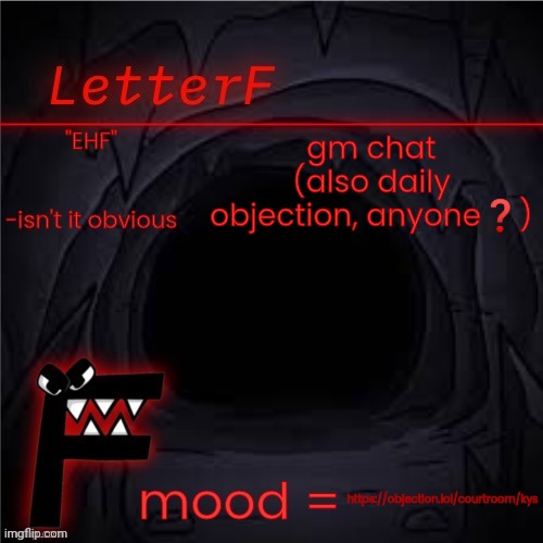 Announcement | gm chat (also daily objection, anyone❓); https://objection.lol/courtroom/kys | image tagged in announcement | made w/ Imgflip meme maker