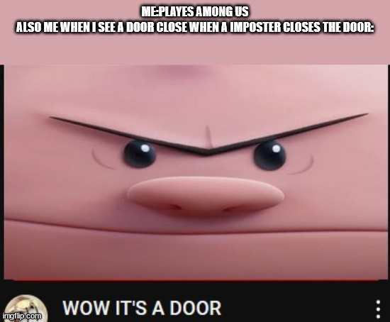 ME:PLAYES AMONG US
ALSO ME WHEN I SEE A DOOR CLOSE WHEN A IMPOSTER CLOSES THE DOOR: | image tagged in door | made w/ Imgflip meme maker