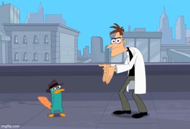 dr doofenshmirtz and perry the platypus | image tagged in dr doofenshmirtz and perry the platypus | made w/ Imgflip meme maker