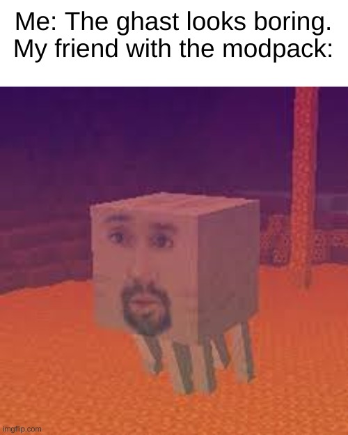 mmmmmm crafting | Me: The ghast looks boring.
My friend with the modpack: | image tagged in minecraft,walter white | made w/ Imgflip meme maker
