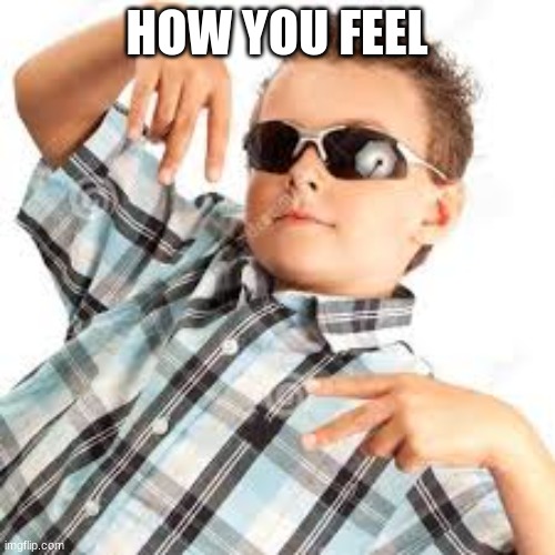 Cool kid sunglasses | HOW YOU FEEL | image tagged in cool kid sunglasses | made w/ Imgflip meme maker