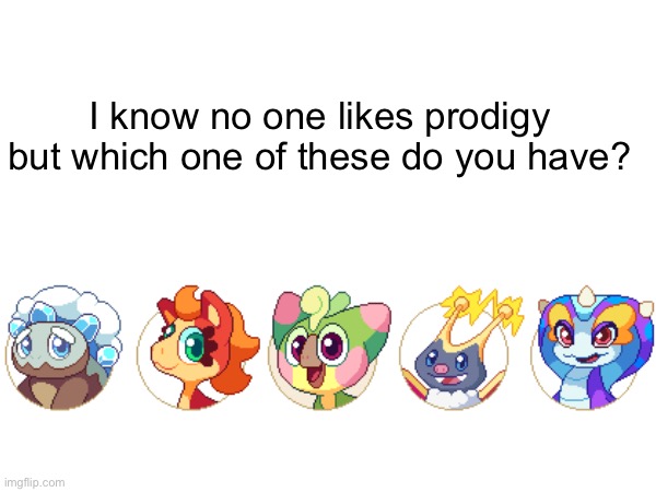I still have my Mermina from a year ago | I know no one likes prodigy but which one of these do you have? | image tagged in blank white template,prodigy,msmg | made w/ Imgflip meme maker