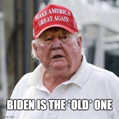 BIDEN IS THE *OLD* ONE | image tagged in old,trump | made w/ Imgflip meme maker