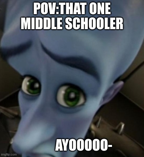 i remember this | POV: THAT ONE MIDDLE SCHOOLER; AYOOOOO- | image tagged in megamind no bitches | made w/ Imgflip meme maker