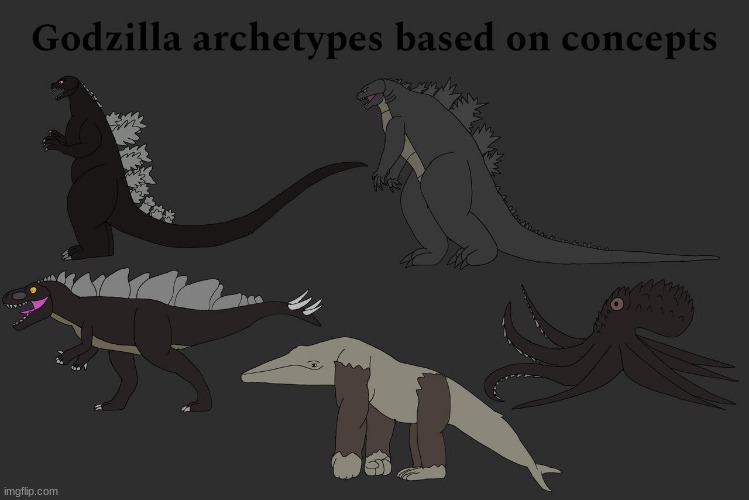 Godzilla archetypes based on concepts (Art by Vincentmarucut10292) | made w/ Imgflip meme maker