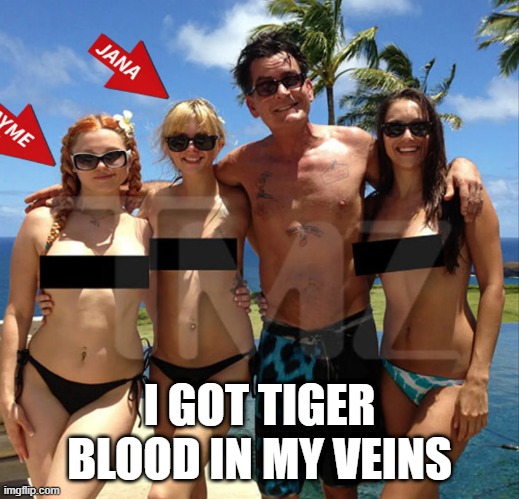 I GOT TIGER BLOOD IN MY VEINS | made w/ Imgflip meme maker