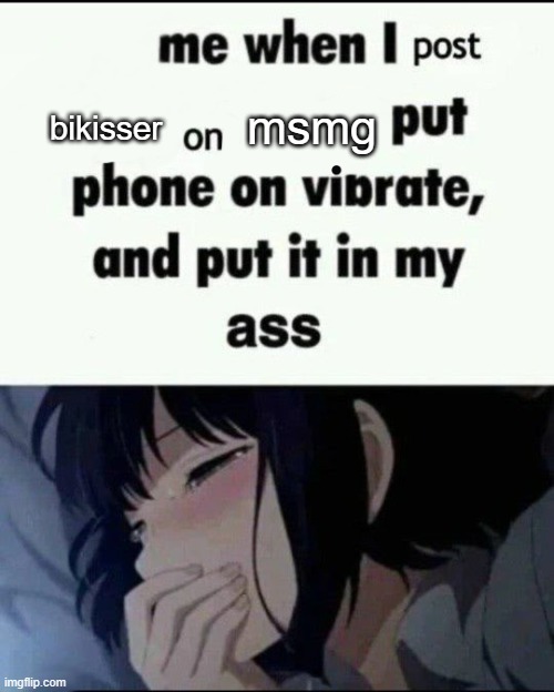 i dont do this because my phone doesn't vibrate when imgflip notifs | msmg; bikisser | image tagged in me when i post x on x put my phone on vibrate shove it up ass | made w/ Imgflip meme maker