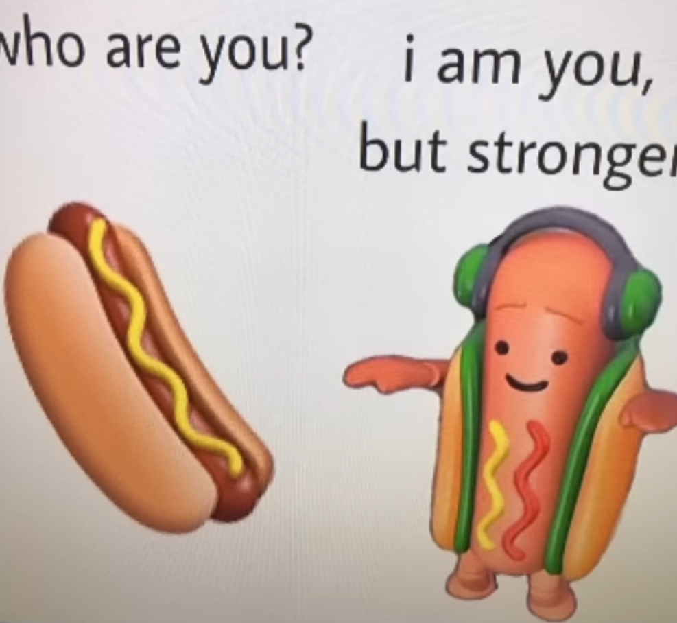 High Quality Dancing hotdog is stronger Blank Meme Template