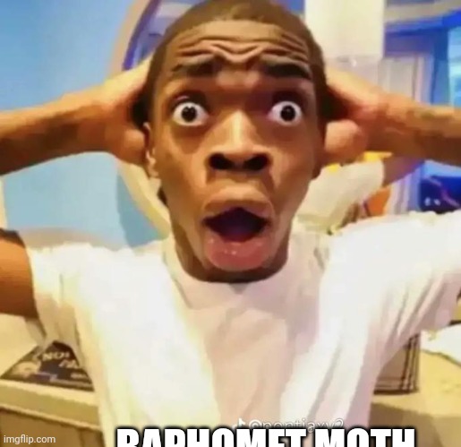 Shocked black guy | BAPHOMET MOTH | image tagged in shocked black guy | made w/ Imgflip meme maker