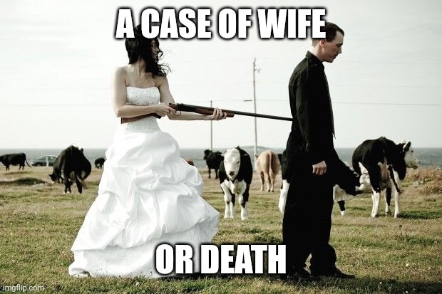 Shotgun Wedding | A CASE OF WIFE; OR DEATH | image tagged in shotgun wedding | made w/ Imgflip meme maker