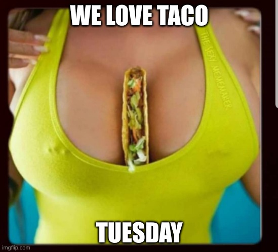 Tits & Taco Tuesday | WE LOVE TACO; TUESDAY | image tagged in tits taco tuesday | made w/ Imgflip meme maker