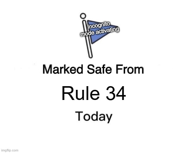 Marked Safe From | Incognito mode activating; Rule 34 | image tagged in memes,marked safe from | made w/ Imgflip meme maker