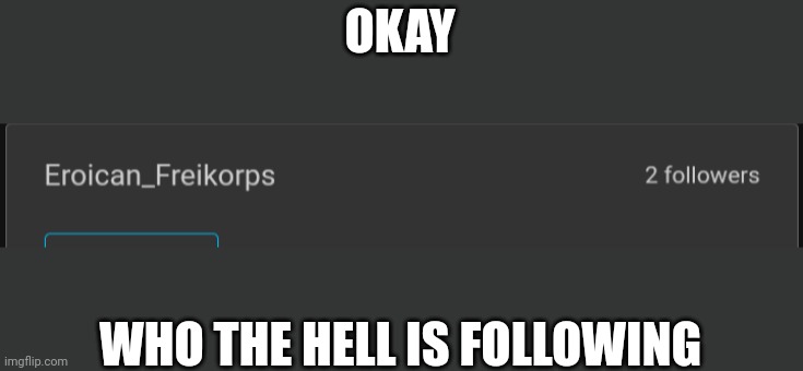 Joke, I unfollowed | OKAY; WHO THE HELL IS FOLLOWING | made w/ Imgflip meme maker