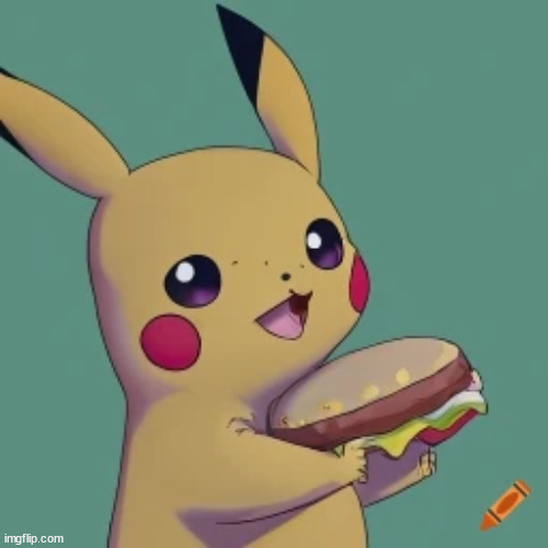 pikachu eating a burger | made w/ Imgflip meme maker