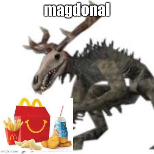 Ah, thank goodness they have food at Dry Nodus Lake, I was starving! | image tagged in carnivores,food,fast food | made w/ Imgflip meme maker