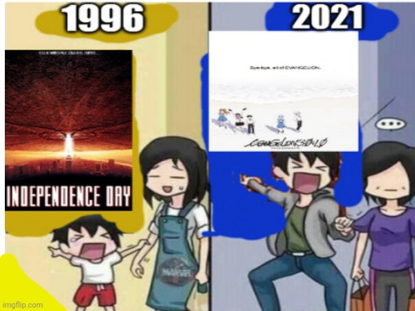 What they wanted: Independence Day movie vs Rebuild of Evangelion 3.0+1.0 | image tagged in neon genesis evangelion,rebuild of evangelion,then and now,independence day,movies | made w/ Imgflip meme maker