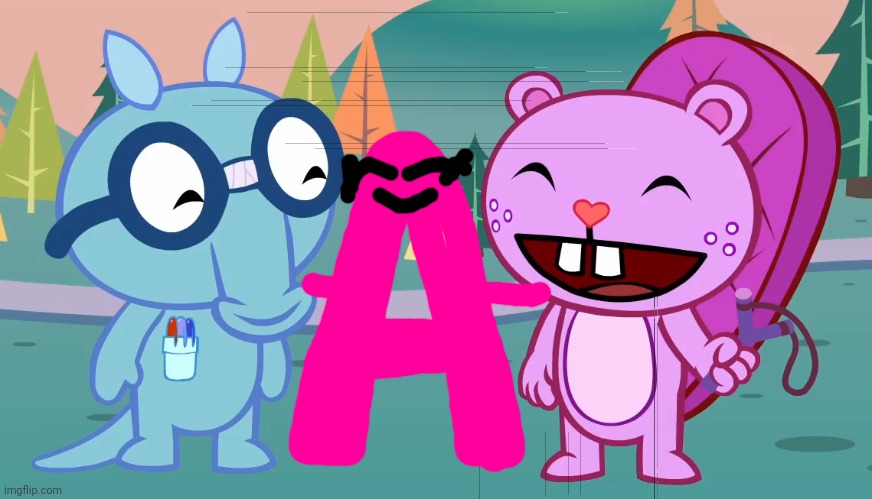 Charlie and the Alphabet Letter A, Sniffles & Toothy love (Happy Tree Friends) | image tagged in sniffles and toothy htf,a,charlie and the alphabet,happy tree friends,babytv | made w/ Imgflip meme maker