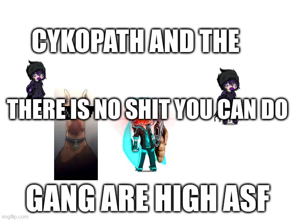 CYKOPATH AND THE; THERE IS NO SHIT YOU CAN DO; GANG ARE HIGH ASF | image tagged in shitpost,bullshit | made w/ Imgflip meme maker