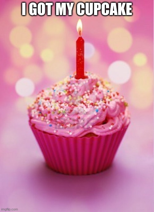 Birthday Cupcake | I GOT MY CUPCAKE | image tagged in birthday cupcake | made w/ Imgflip meme maker