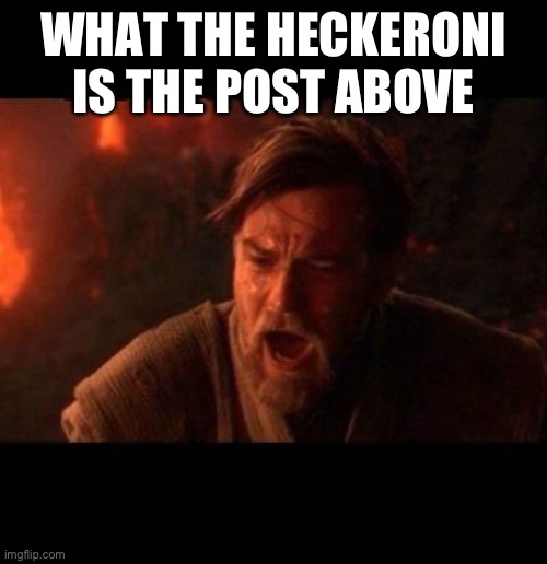 Obi Wan destroy them not join them | WHAT THE HECKERONI IS THE POST ABOVE | image tagged in obi wan destroy them not join them | made w/ Imgflip meme maker
