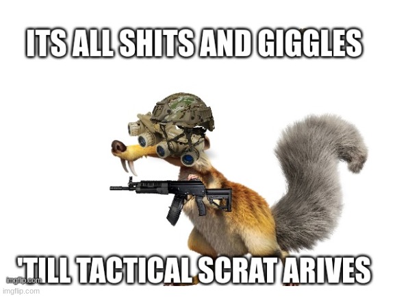 shits 'n' giggles | image tagged in tactical scrat,tactical,fun,funny,scrat,ice age | made w/ Imgflip meme maker