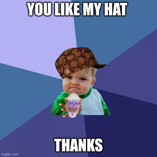 Success Kid | YOU LIKE MY HAT; THANKS | image tagged in memes,success kid | made w/ Imgflip meme maker