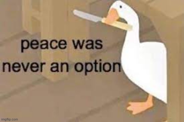 Listen to tha goose | image tagged in untitled goose peace was never an option | made w/ Imgflip meme maker