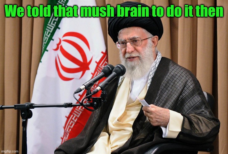 Iran travel ban | We told that mush brain to do it then | image tagged in iran travel ban | made w/ Imgflip meme maker