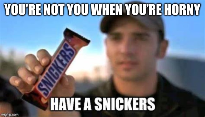 Cringe meme | YOU’RE NOT YOU WHEN YOU’RE HORNY | image tagged in have a snickers | made w/ Imgflip meme maker