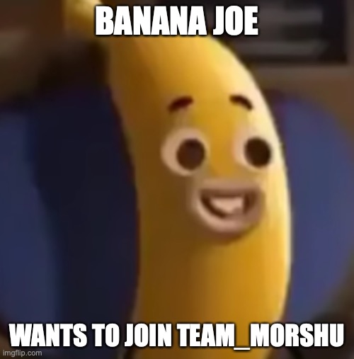 Idk really | BANANA JOE; WANTS TO JOIN TEAM_MORSHU | image tagged in banana joe | made w/ Imgflip meme maker